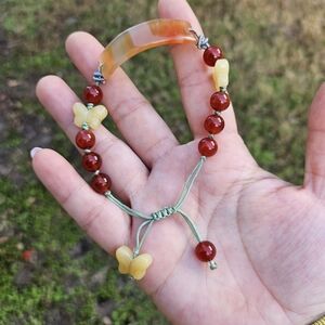 carnelian diy bracelet with butterfly